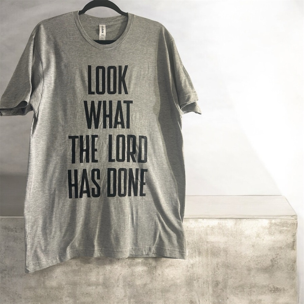 Look What the Lord Has Done, Classic Gray Men's T-Shirt, Size L - Picture 3 of 3